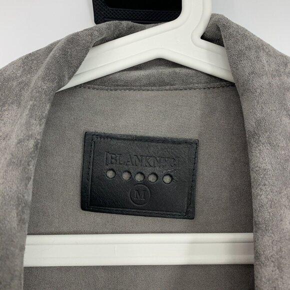 BlankNYC Trench Coat Gray Faux Suede Belted Open Front - Picture 5 of 10